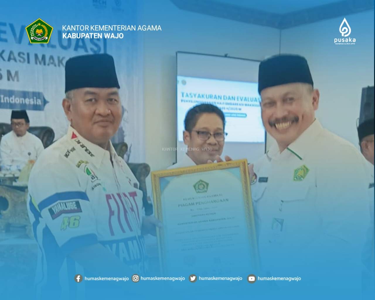 Kemenag Wajo Raih Penghargaan Pembinaan Umrah dan Haji Khusus Terbaik dari Kakanwil Sulsel