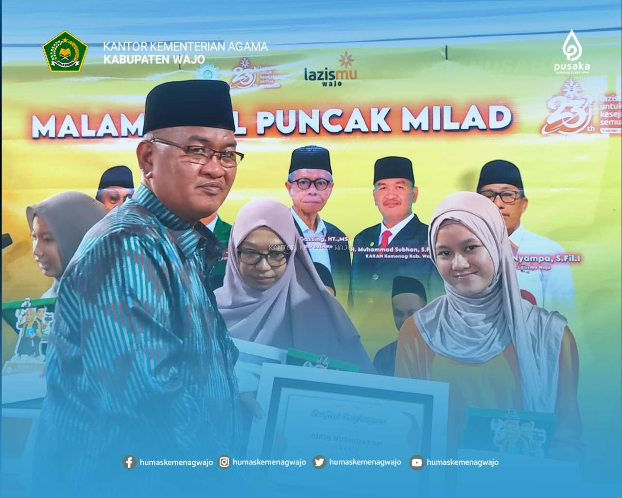 Kemenag Wajo Dukung Program Sosial Lazismu di Malam Amal Milad ke-23