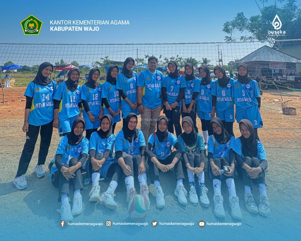 Kompak dan Tangguh, Tim Voli Putri MTsN Wajo Menang Dua Set Langsung