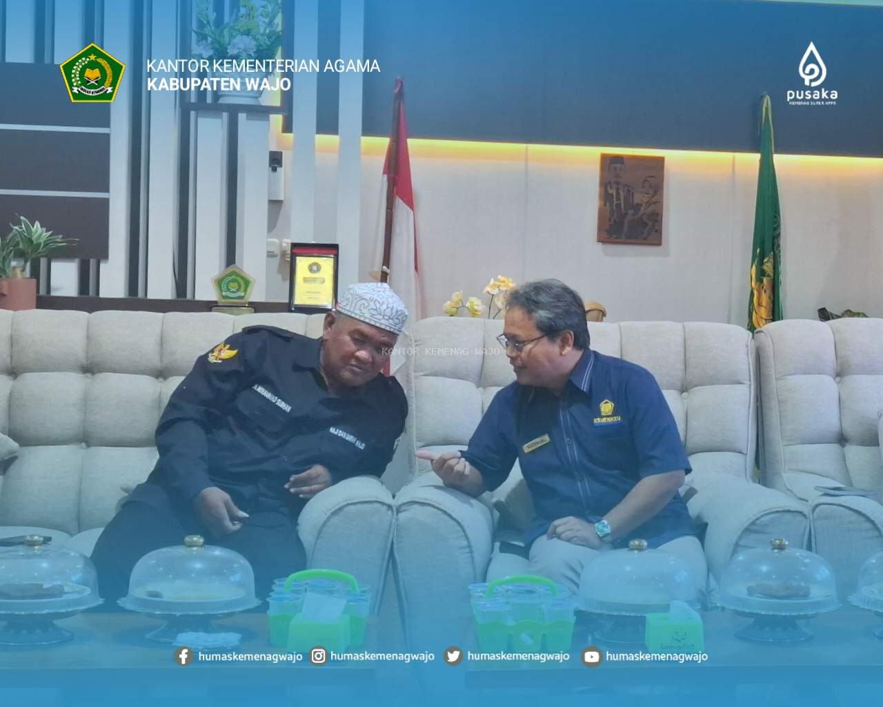 Kakan Kemenag Wajo Sambut Kunjungan Kepala KPPN Watampone di Ruang Kerjanya, Bahas Sertifikasi dan