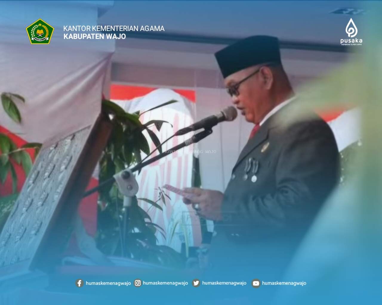 Kakan Kemenag Wajo Pimpin Doa pada Upacara HUT ke-80 RI, Ketua DWP Turut Mendampingi 