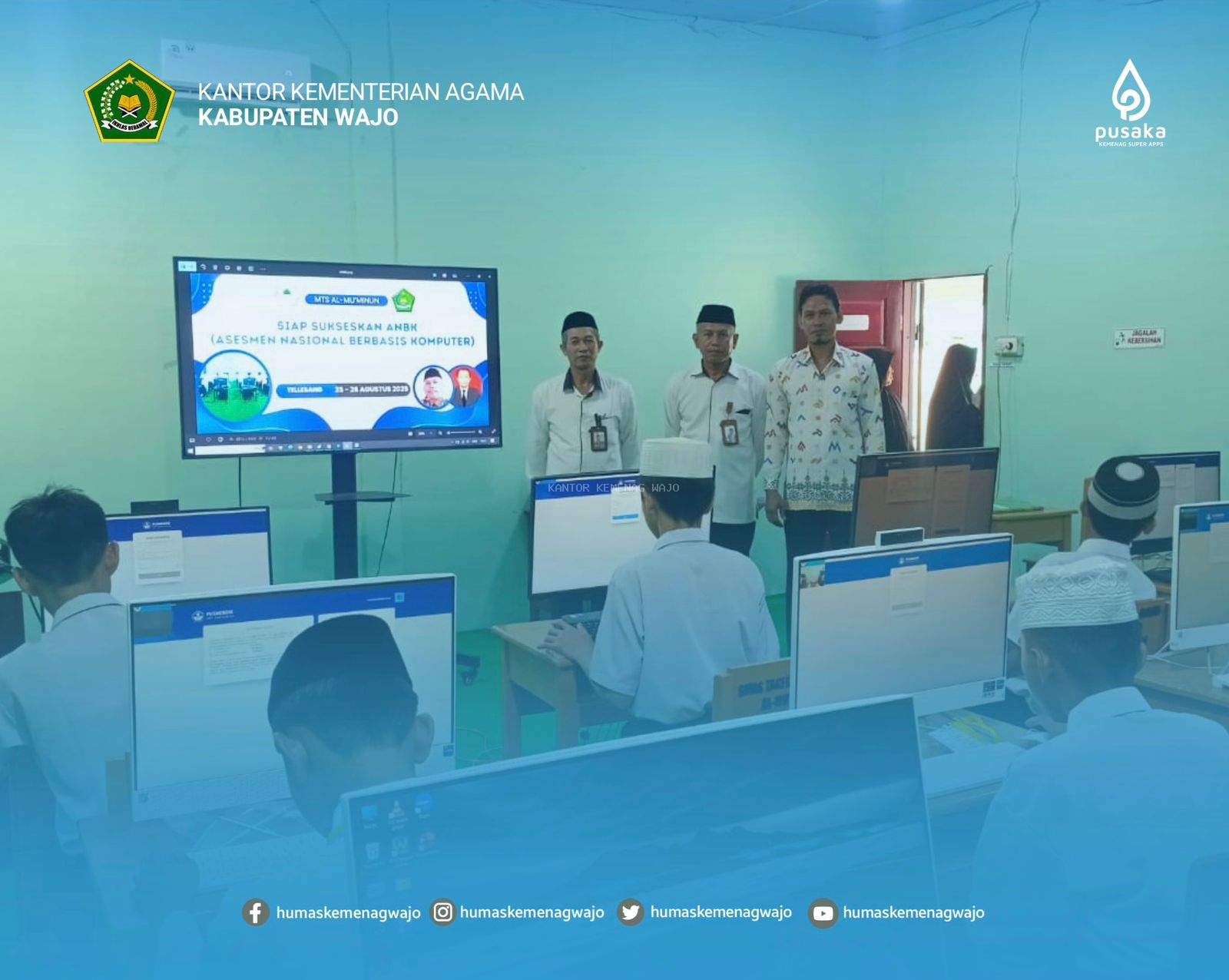 Kemenag Wajo Awasi Jalannya ANBK, Kasi Penmad Turun ke MTs Al-Mukminun Buriko