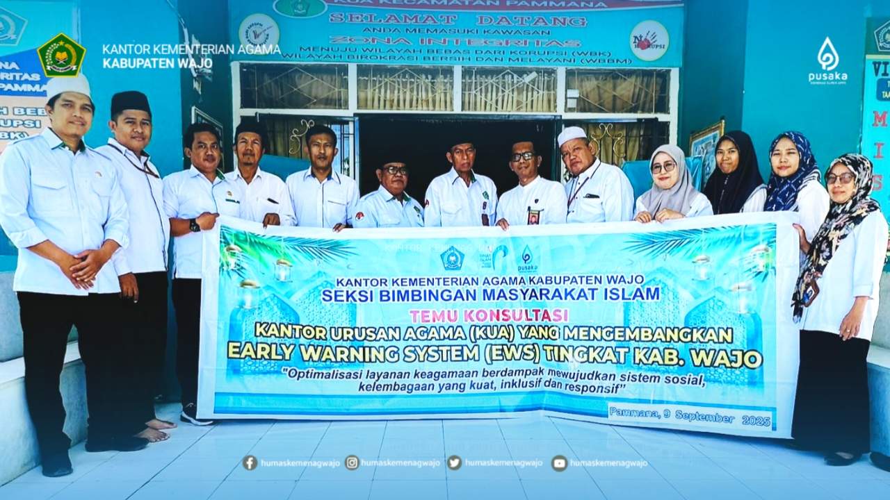 Kantor Urusan Agama (KUA) Kecamatan Pammana menggelar kegiatan Temu Konsultasi Pengembangan Early Warning System (EWS)