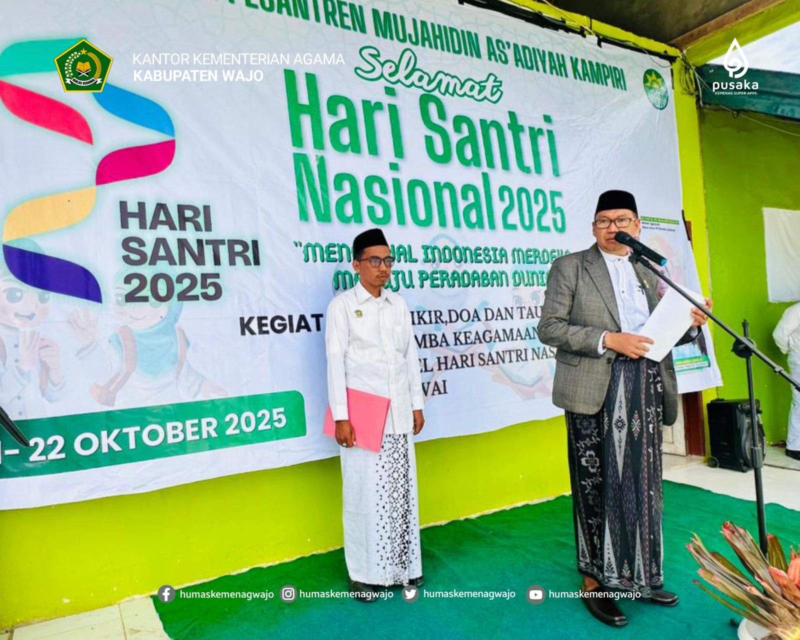 Semangat Hari Santri! Kasubbag TU Pimpin Apel di Ponpes Mujahidin Kampiri