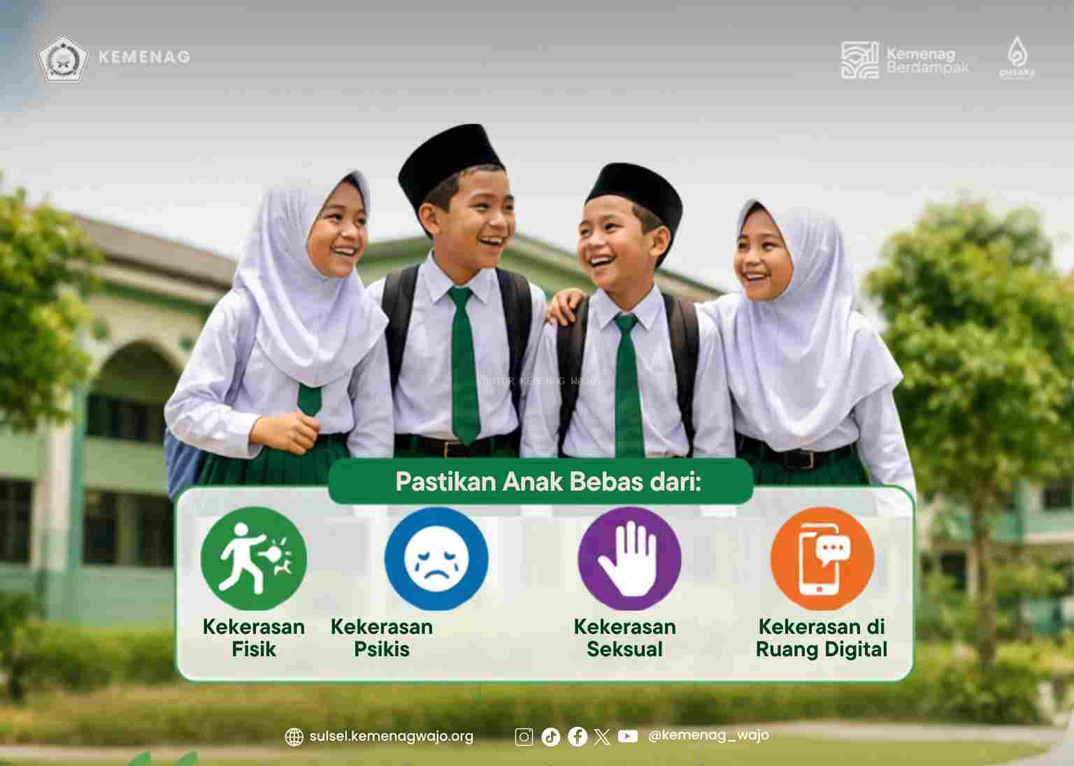 Pastikan Lingkungan Belajar Aman, Kemenag Wajo Publikasikan Daftar Kanal Layanan Pengaduan