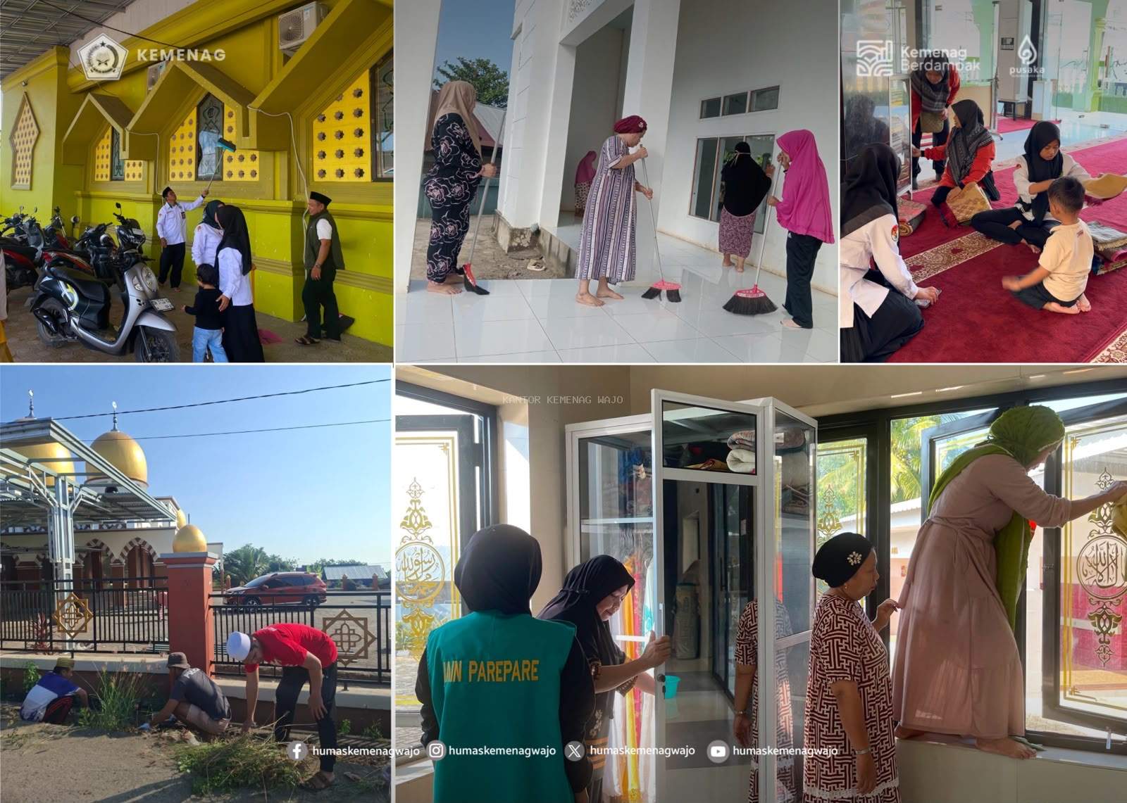 Serentak! 205 Masjid dan Musala di Wajo Disulap Lebih Bersih Lewat GEBER MAS