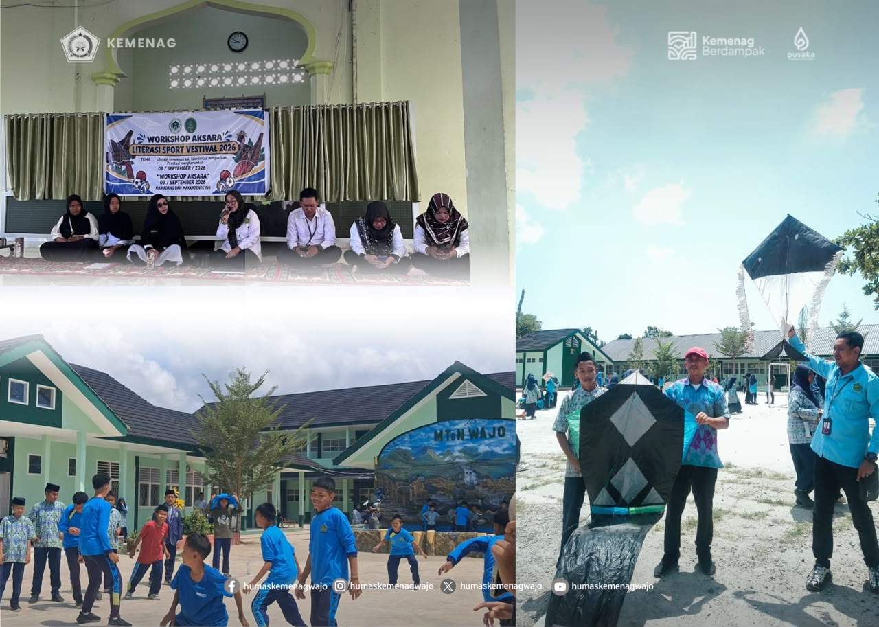 Langit MTsN Wajo Dipenuhi Layangan, Ada Pesan Literasi dan Budaya di Baliknya